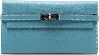 Herm&egrave;s 2012 Epsom Kelly To Go Wallet crossbody bag - Blauw