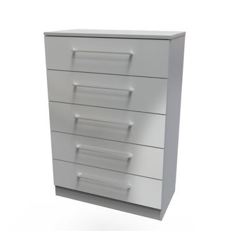 Welcome Furniture Wellington Ready Assembled Chest of Drawers with 5 Drawers - Uniform Matt & Dusk Grey - Welcome Furniture | TJ Hughes