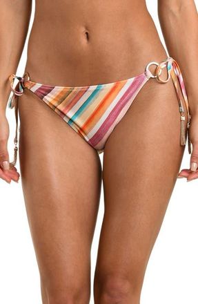 L'agence Britt Watercolor Ring Side Tie Bikini Bottoms in Pink Multi at Nordstrom, Size X-Small