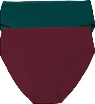 Natori Bliss Bare Cotton Hipster 2-Pack in Elm/royal Fig at Nordstrom, Size X-Large