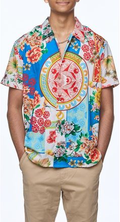 Ranee&rsquo;s Printed Camp Shirt in Blue Multi at Nordstrom Rack, Size Xx-Large