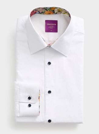 Le 31 Mens Solid floral-trim shirt Comfort fit Made with Liberty Fabric