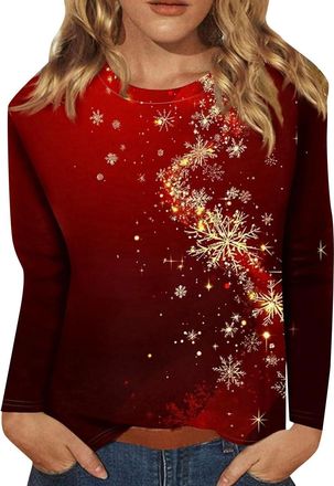 Generic Yinguo christmas jumper 2025 for women, Christmas Jumpers for Women Ladies Sweaters UK Tshirts Jumper Ugly Sweater Long Sleeve Winter Jumper Outwear S