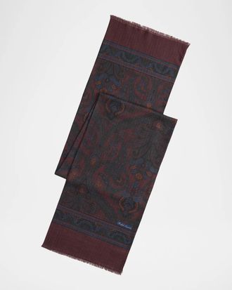 Ralph Lauren Purple Label Men & apos;s Paisley Cashmere-Silk Scarf