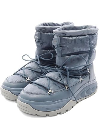 Dior 2010s 40mm Oblique lace-up boots - men - Nylon/Fabric/Rubber/Calf Leather - 41 - Blue