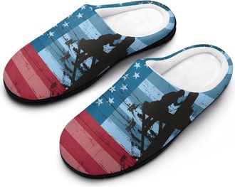 Generic Lineman US Flag Womens Slippers Winter Warm House Shoes Indoor Outdoor Hotel Slipper