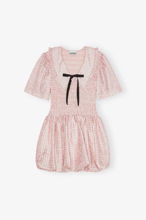 Ganni Pink Check Smock Dress - Size 34