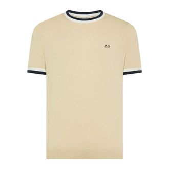 Sun 68 T-Shirts, male, Beige, Size: 2XL T-Shirt Sweater Stripes Details S/S