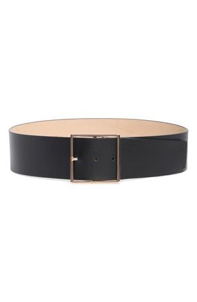 Max Mara Square Buckle Leather Belt in Black at Nordstrom, Size Medium