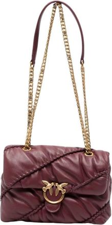 Pinko Love Puff Crinkle Mini - Dames - Schoudertassen - Rood - ONE Size - Leer - Tassen