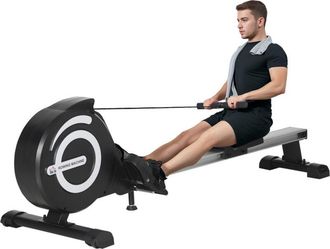 HOMCOM Homcom - M&aacute;quina De Remo Plegable Con 8 Niveles De Resistencia Magn&eacute;tica Volante De 4kg Monitor Lcd Carga 120kg Para Fitness 185x58x57 Cm Negro Y Plat