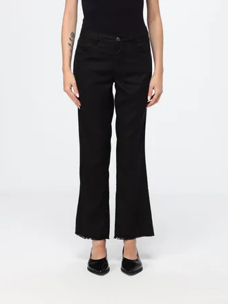 Fay Jeans flared a vita media in denim di cotone stretch nero