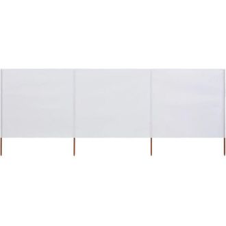 vidaXL Paravento a 3 Pannelli in Tessuto 400x160 cm Bianco Sabbia - Vidaxl