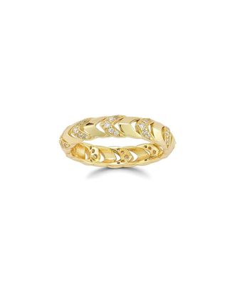 Sphera Milano 14K Over Silver Cz Chevron Ring