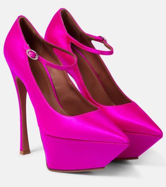 Amina Muaddi Yigit satin platform pumps
