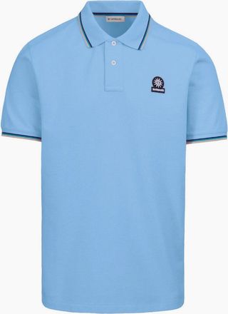 Sandbanks Mens Sandbanks Tipped Badge Pique Polo S1-26 Dusty Pink - Blue - Size: 38
