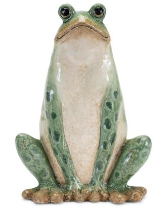Melrose International Set Of 2 Ceramic Garden Frog Statue