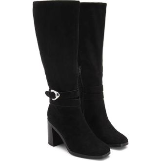Dolce Vita Womens Dolce Vita Finnian Boots Black Side Zip Square Toe Knee High HAWK1470