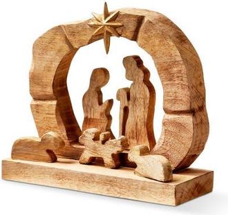 Tag Carved Wood Nativity Scene Decorative Holiday Figurines in Brown at Nordstrom
