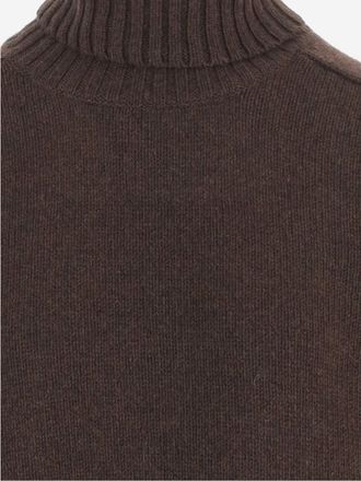 Bruno Manetti Womens Turtle-Neck Sweater Dark Brown Wool Virgin