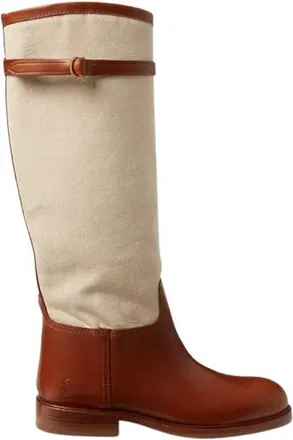 Ralph Lauren Beige Canvas-Leather Riding Boot Size 39.5