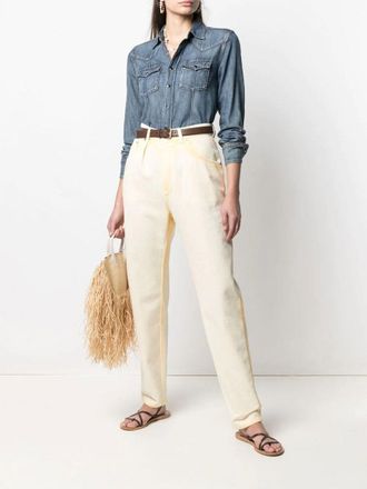 Alberta Ferretti Alberta Ferretti Womens Cream Pleated Jeans Cotton - Size EU 44 (Womens)