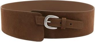 Mango Wide Split Leather Belt in Brown at Nordstrom, Size Medium