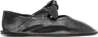 Hereu Zwarte Zijde & Nylon Platte Schoenen - Dames - Ballerinas - Zwart - 35 EU - Nylon - Schoenen