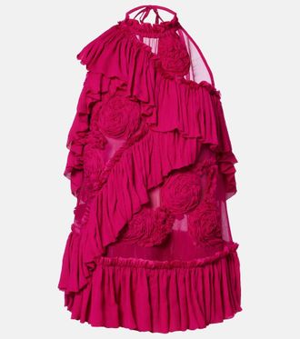 Dries Van Noten Top con volant e applicazioni floreali