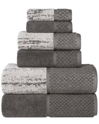 Superior Lodie Cotton Plush Jacquard Solid & Two-Toned 6Pc Towel Set