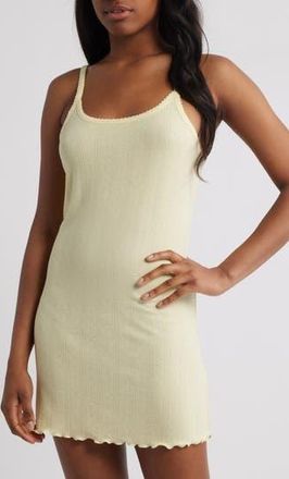 Open Edit Pointelle Knit Chemise in Yellow Pastel at Nordstrom Rack, Size X-Large