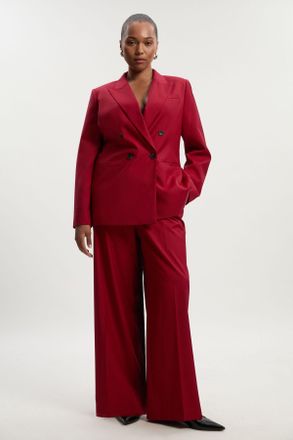 Karen Millen Womens Plus Size Polished Wide Leg Tailored Trouser - Red Viscose - Size 18 UK