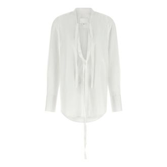 Maison Margiela Shirts, female, White, Size: XS V-Neck Cotton Shirt