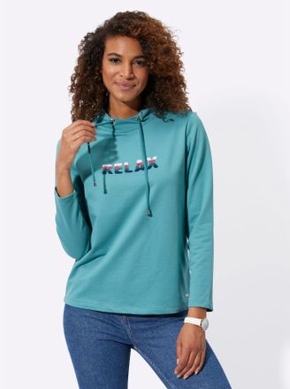 Casual Looks Sweatshirt CASUAL LOOKS, Damen, Gr. 40, blau (ozean), 50% Baumwolle, 50% Polyester, unifarben, Sweatshirts Sweatshirt
