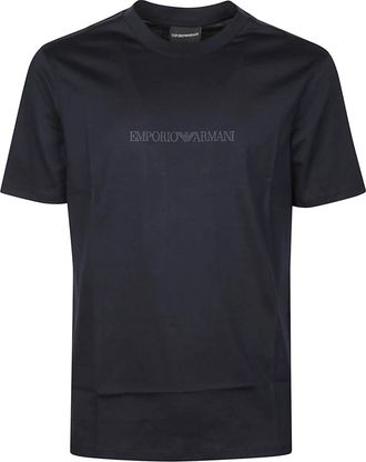 Emporio Armani Logo Print T-Shirt - Heren - T-shirts - Blauw - 2XL - Tops