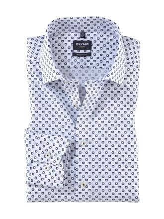 Olymp Luxor Mens Long-Sleeved Shirt, Rotational Print on Y/D Dobby, Luxor Modern Fit, 19 Global Kent, White 00, 17