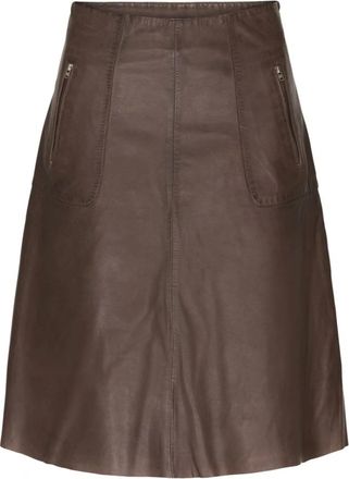 BTF-CPH Skirt With Zip Pockets Skind 1083M - Dames - Leren & Su&egrave;de rokken - Bruin - 2XL - Leer - Rokken