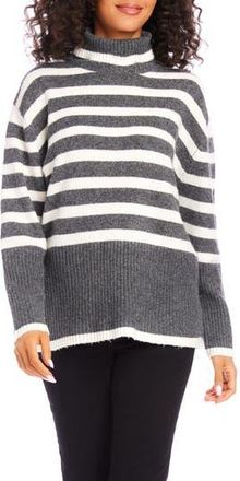 Karen Kane Stripe Turtleneck Sweater in Dark Gray at Nordstrom Rack, Size X-Small