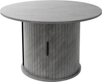 ML Design Ml-design Mesa De Centro Con Puerta Corredera 80 X 80 X 50 Cm Gris Con Aspecto De Hormig&oacute;n Mesita De Caf&eacute; Redonda Con Espacio De Almacenamiento Estilo