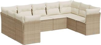 vidaXL Set De Sof&aacute;s De Jard&iacute;n 9 Pzas Con Cojines Rat&aacute;n Sint&eacute;tico Beige Vidaxl