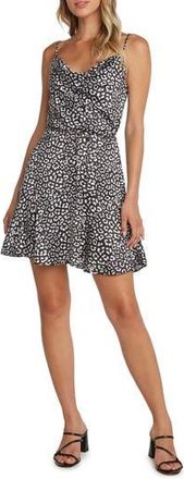 Matty M Freddie Leopard Print Cowl Neck Minidress in Black at Nordstrom Rack, Size X-Small