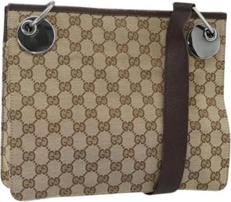 Gucci Pre-owned Cross Body Bags, female, Beige, Size: ONE SIZE Pre-owned Vintage GG Canvas Shoulder Bag