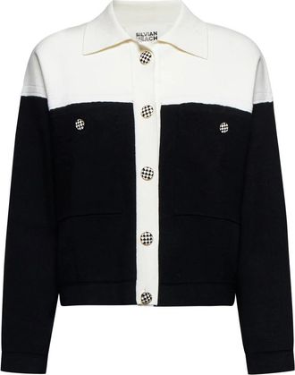 Silvian Heach Tweekleurig Overhemd Cardigan - Dames - Vesten - Zwart - XL - Polyester - Truien & Vesten
