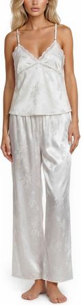 Flora Nikrooz Florence Floral Capri Satin Pajamas in Ivory at Nordstrom, Size X-Small