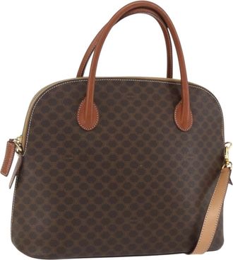 Celine Vintage Macadam Handbag Canvas And Leather Brown Canvas Handbag (Pre-Owned)