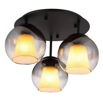 Netlighting Barry Shade Cluster Ceiling Light Black Balls Smoke Glass Shade 3x E27