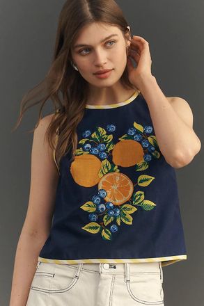 Maeve Embroidered Shell Tank Top
