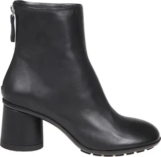 AGL Heeled Boots, female, Black, Size: 10 US Black Leather Ankle Boots Round Toe