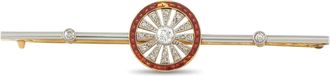 Luxury Bazaar Antique 18K Yellow Gold and Platinum 0.25ct Diamond Enamel Brooch MF06-091626