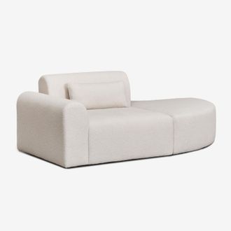 Sklum Sof&aacute; Modular Esquinero Izquierdo De 1 Pieza Con Puff Triangular En Borreguito Borjan Sklum
